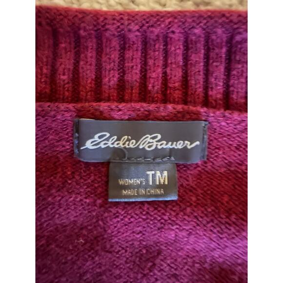 Eddie Bauer Cotton Blend V Neck Sweater in Mulberry, Women's Size M - Picture 7 of 8